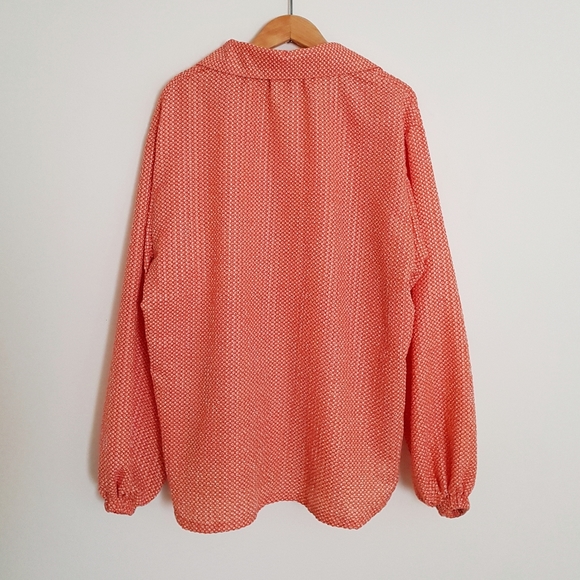 Vtg 70s Orange Popover Blouse - Picture 2 of 4